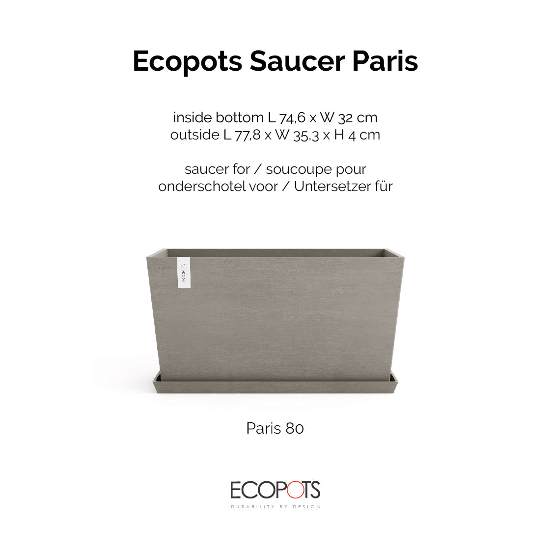 Aluslautanen Pariisi 80cm taupe – tuotetiedot