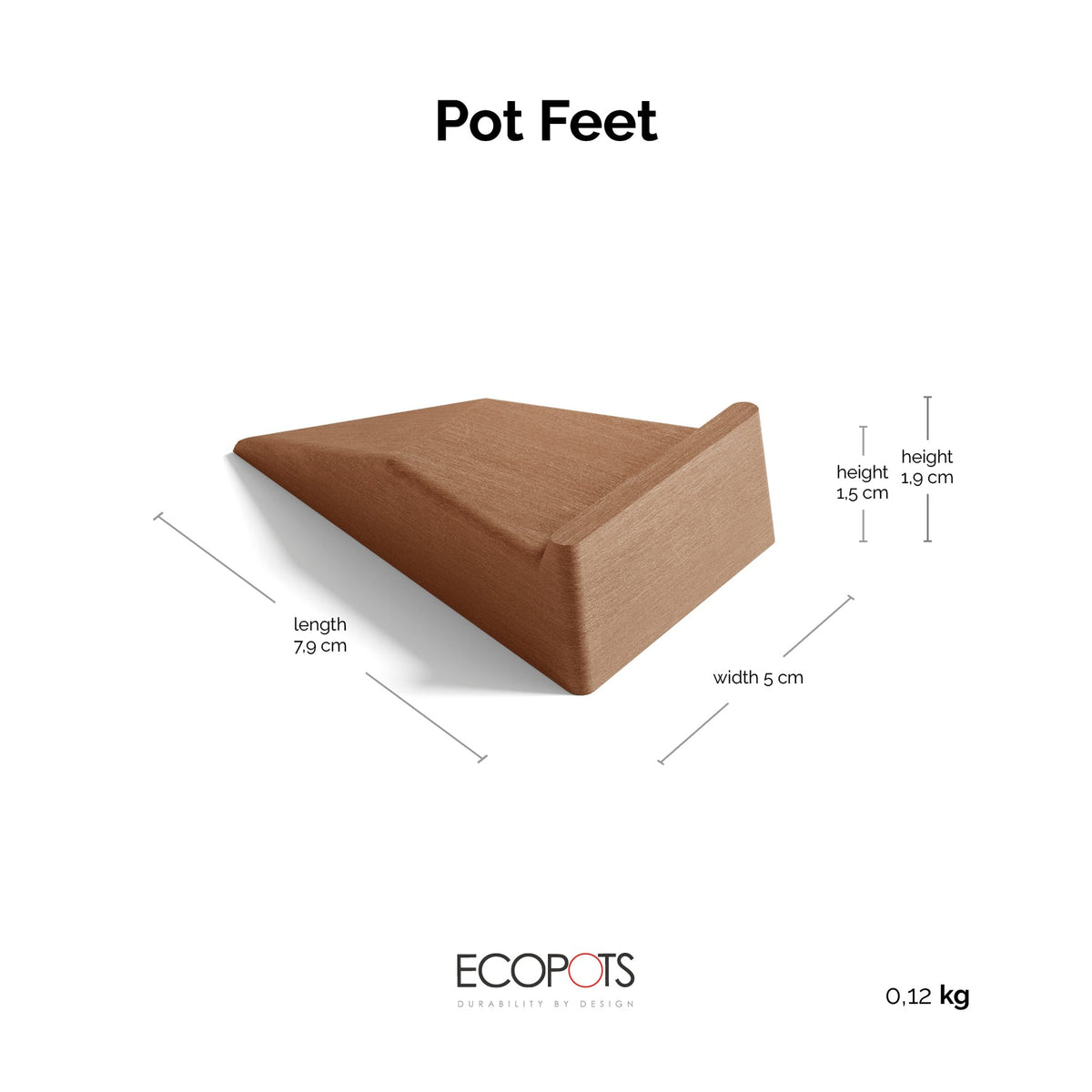Kukkaruukun jalka 4kpl terracotta – mittapiirros