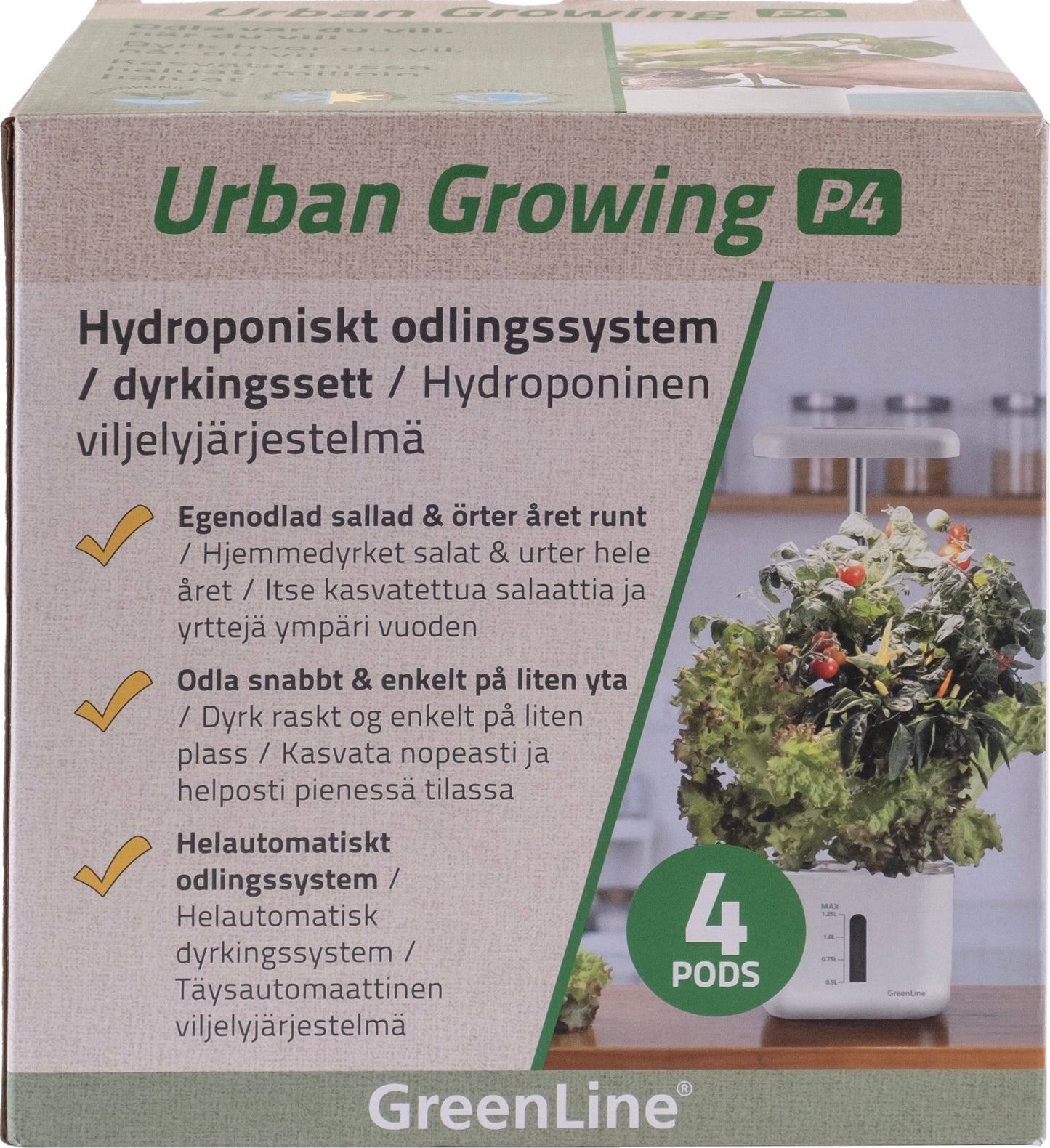 Hydroponinen vesiviljelyjärjestelmä Urban Growing P4