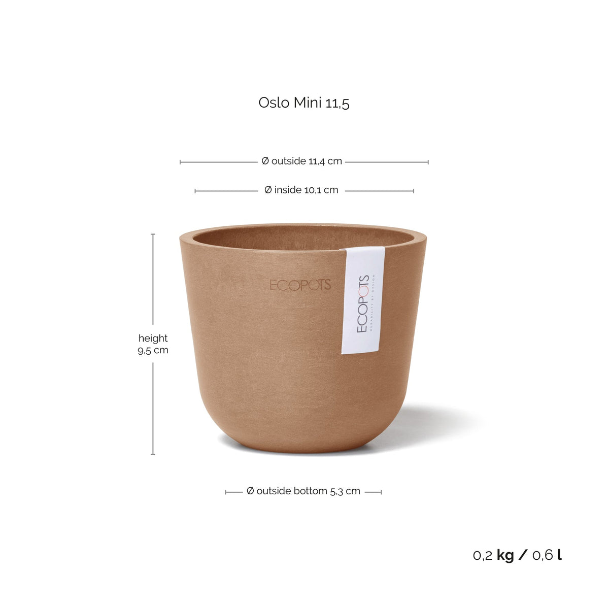 Kukkaruukku Oslo 11,5cm terracotta – mittapiirros