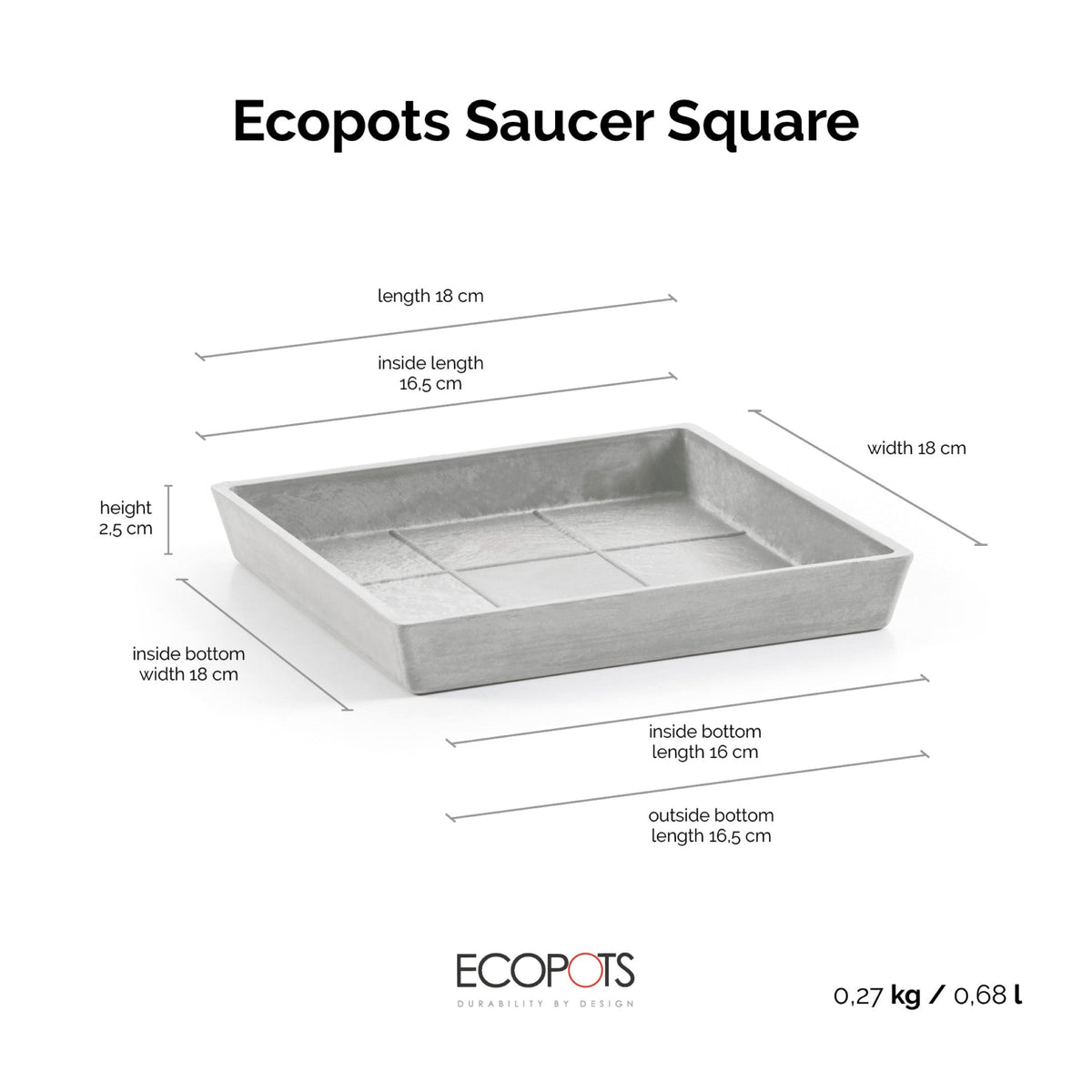 Aluslautanen Rotterdam 20cm valkoharmaa – mittapiirros