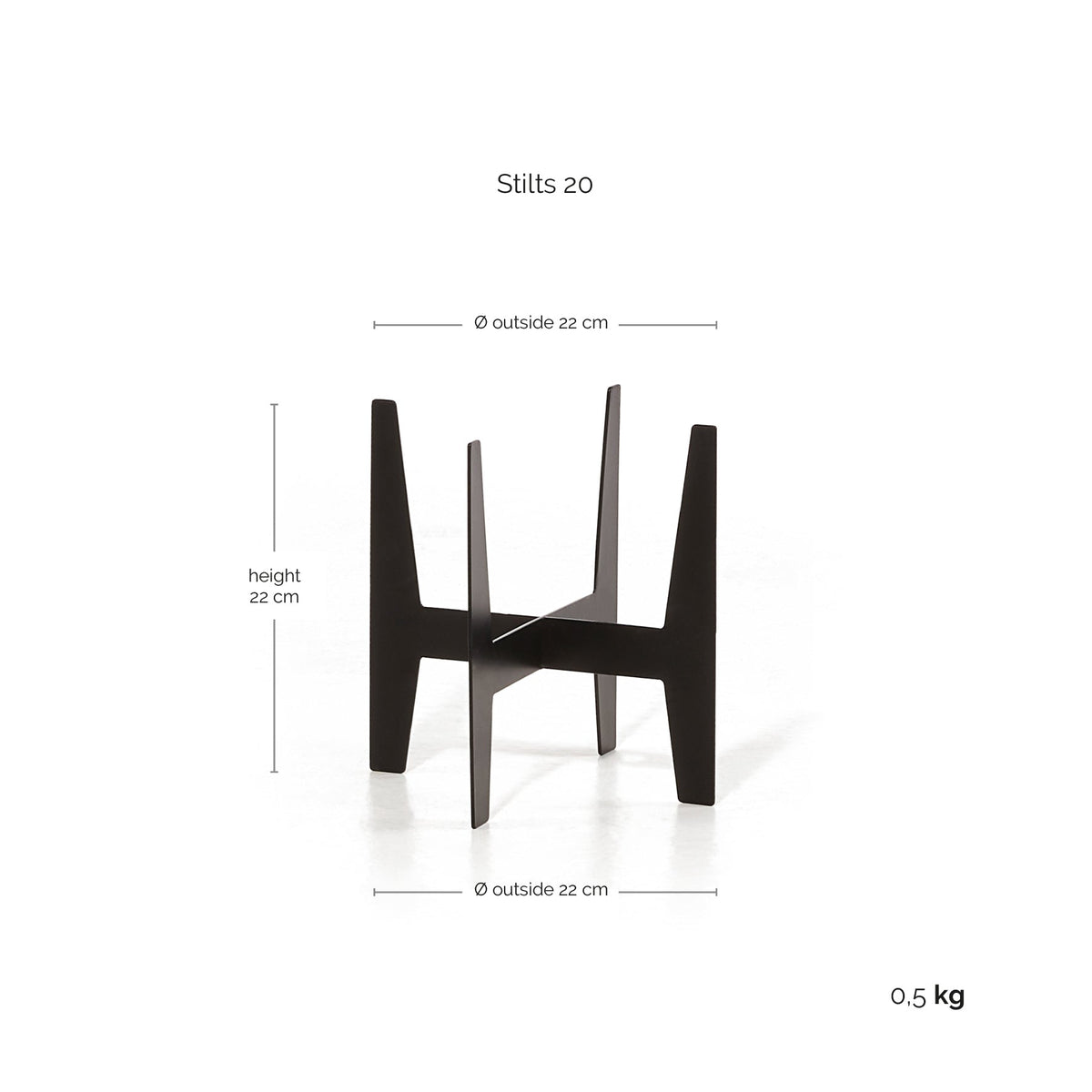 Kukkaruukku Jalusta 20cm musta – mittapiirros