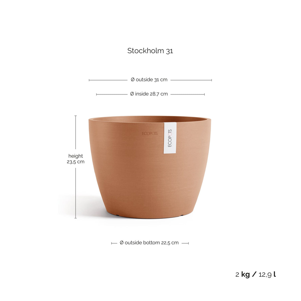 Kukkaruukku Tukholma 31cm terracotta