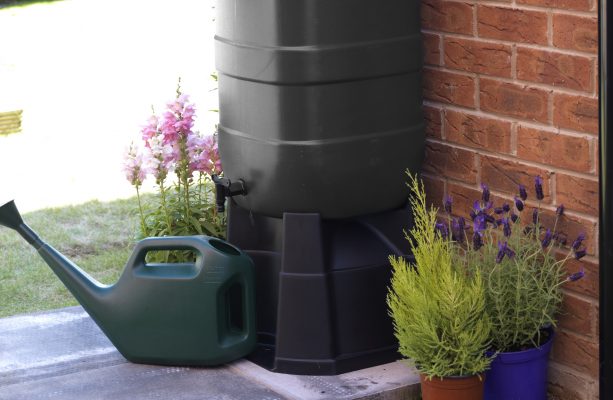 Water barrel 100l gray with tap, lid and stand