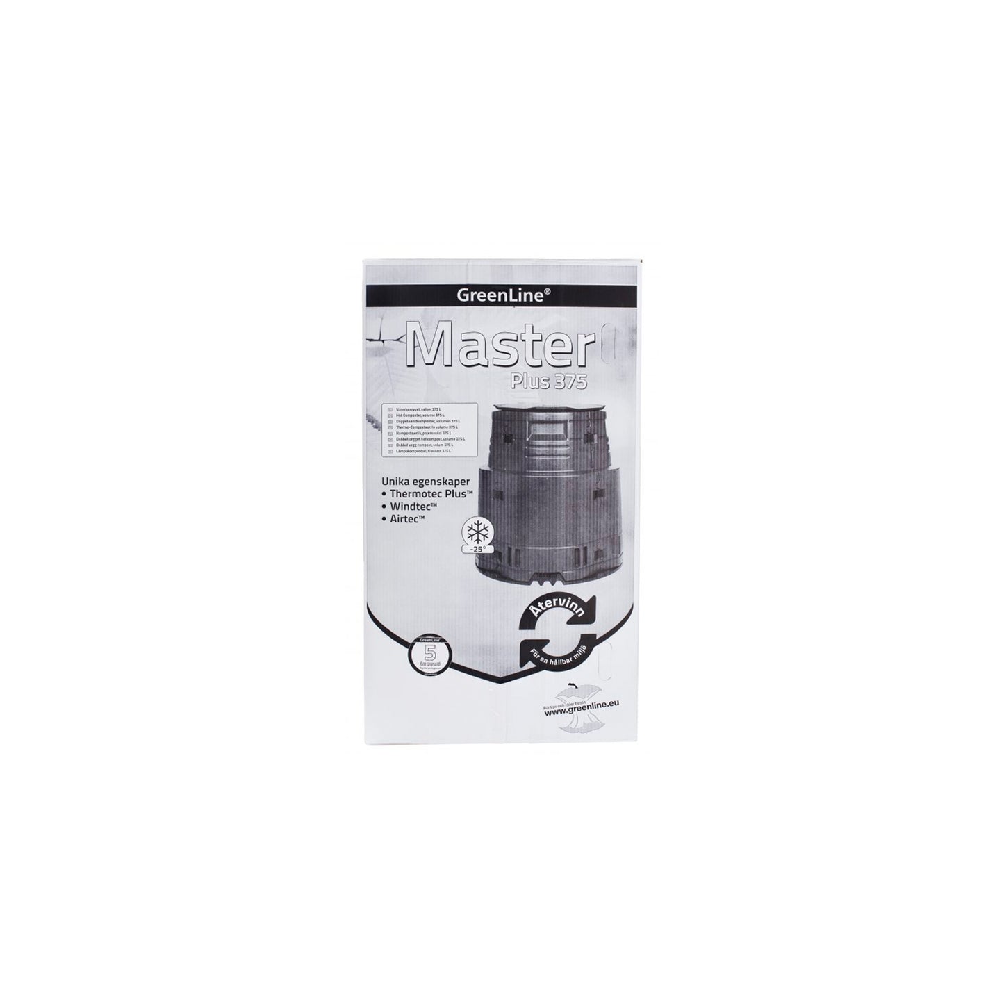 Lämminkomposti Master Plus 375l musta -25 °C