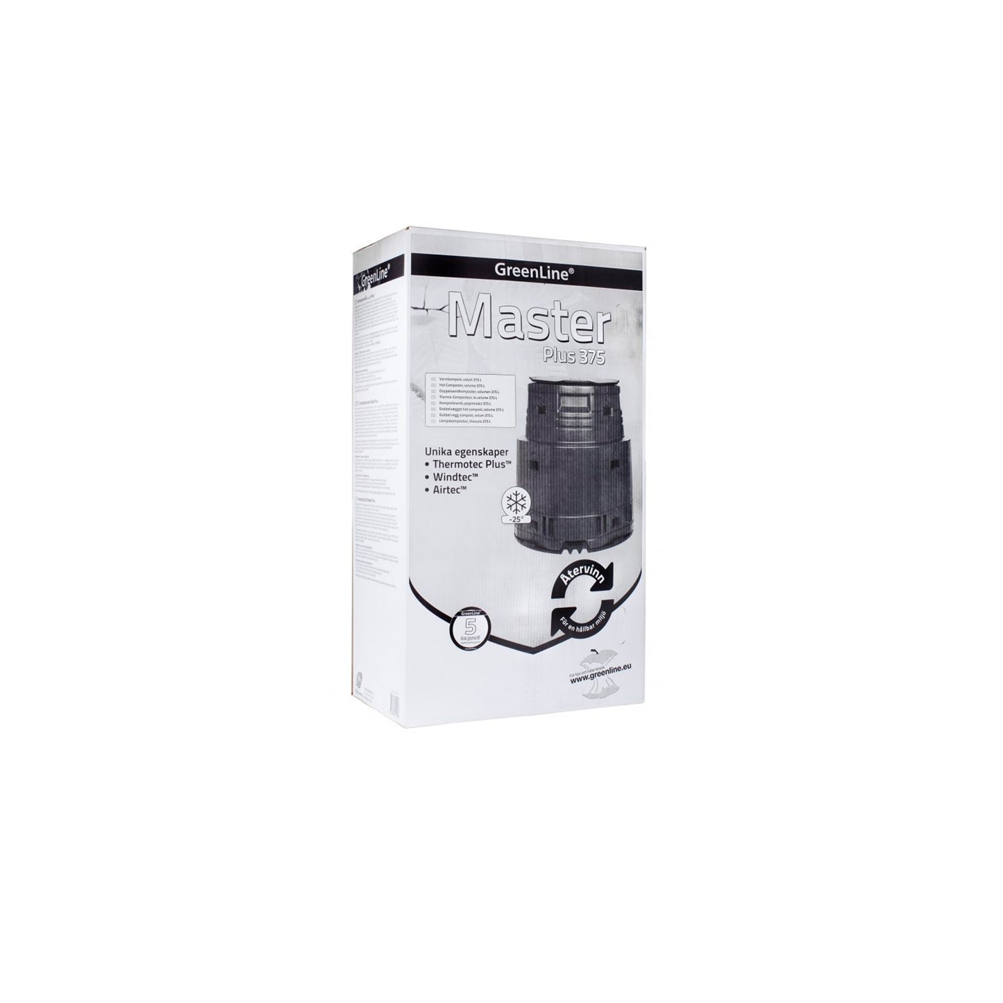 Lämminkomposti Master Plus 375l musta -25 °C
