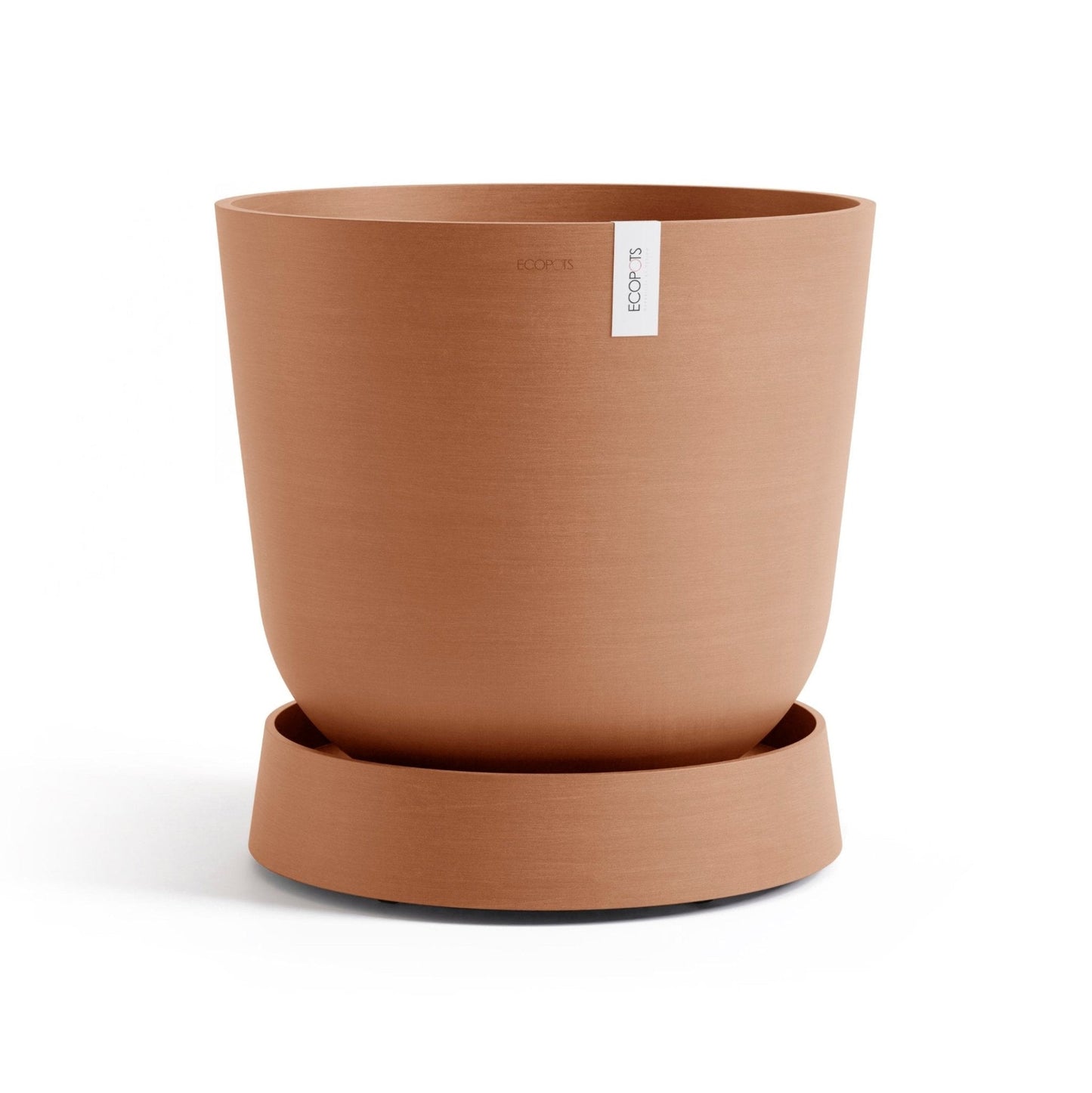 Kukkaruukku - Ecopots - Aluslautanen Oslo pyörillä 45cm terracotta - Ecopots - Uuden aikakauden kukkaruukku kierrätysmateriaalista
