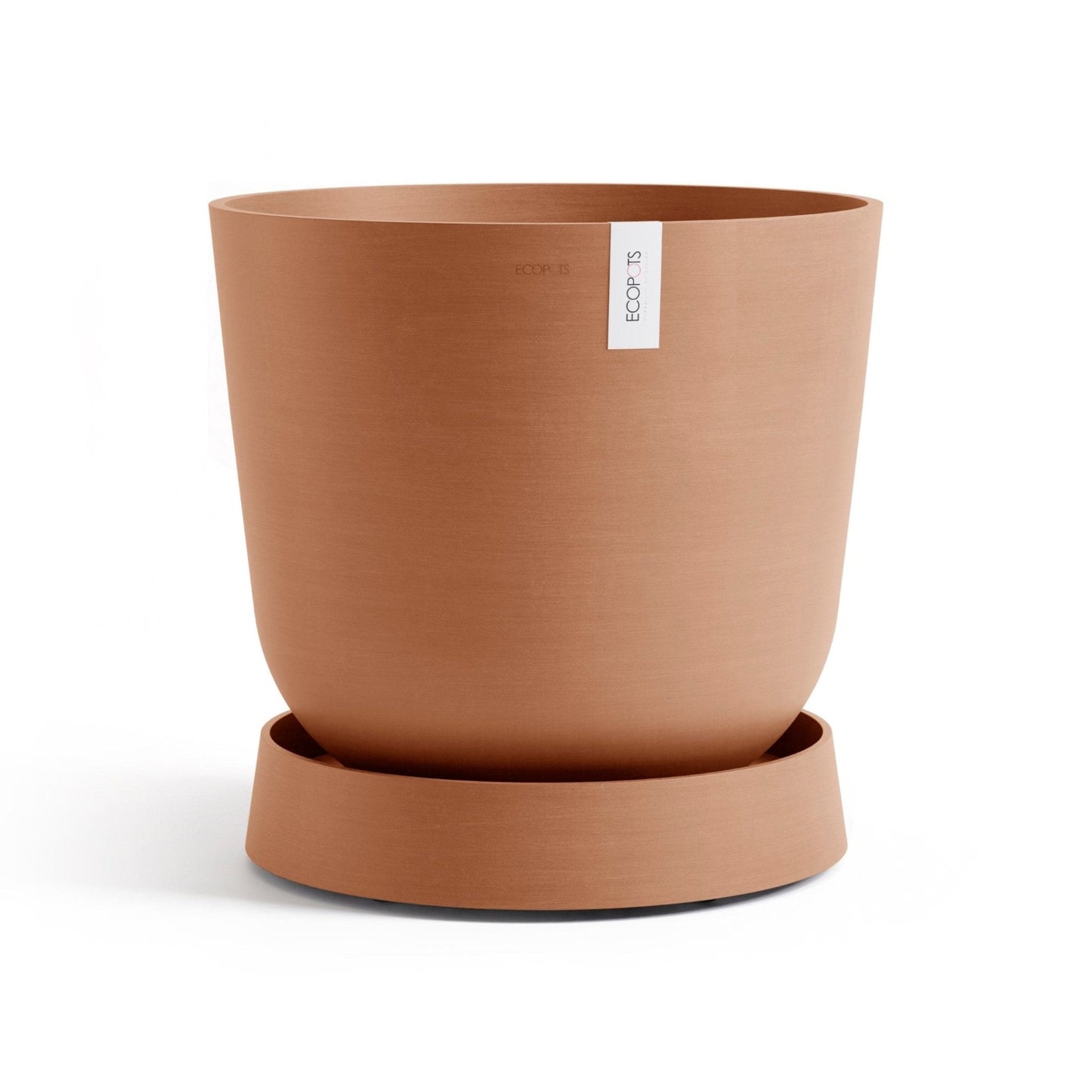 Kukkaruukku - Ecopots - Aluslautanen Oslo pyörillä 55cm terracotta - Ecopots - Uuden aikakauden kukkaruukku kierrätysmateriaalista
