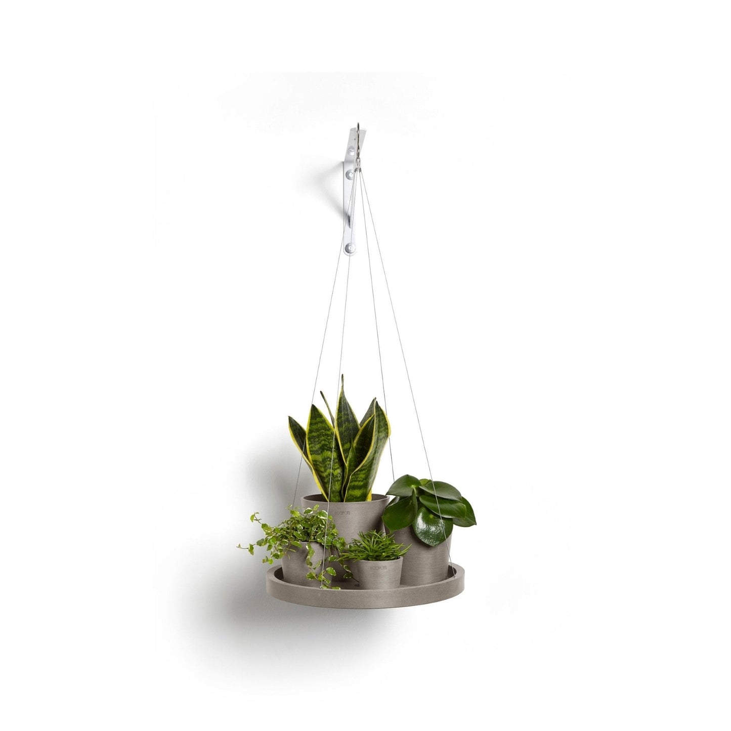Kukkaruukku - Ecopots - Aluslautanen ripustettava 36cm taupe - Ecopots - Uuden aikakauden kukkaruukku kierrätysmateriaalista