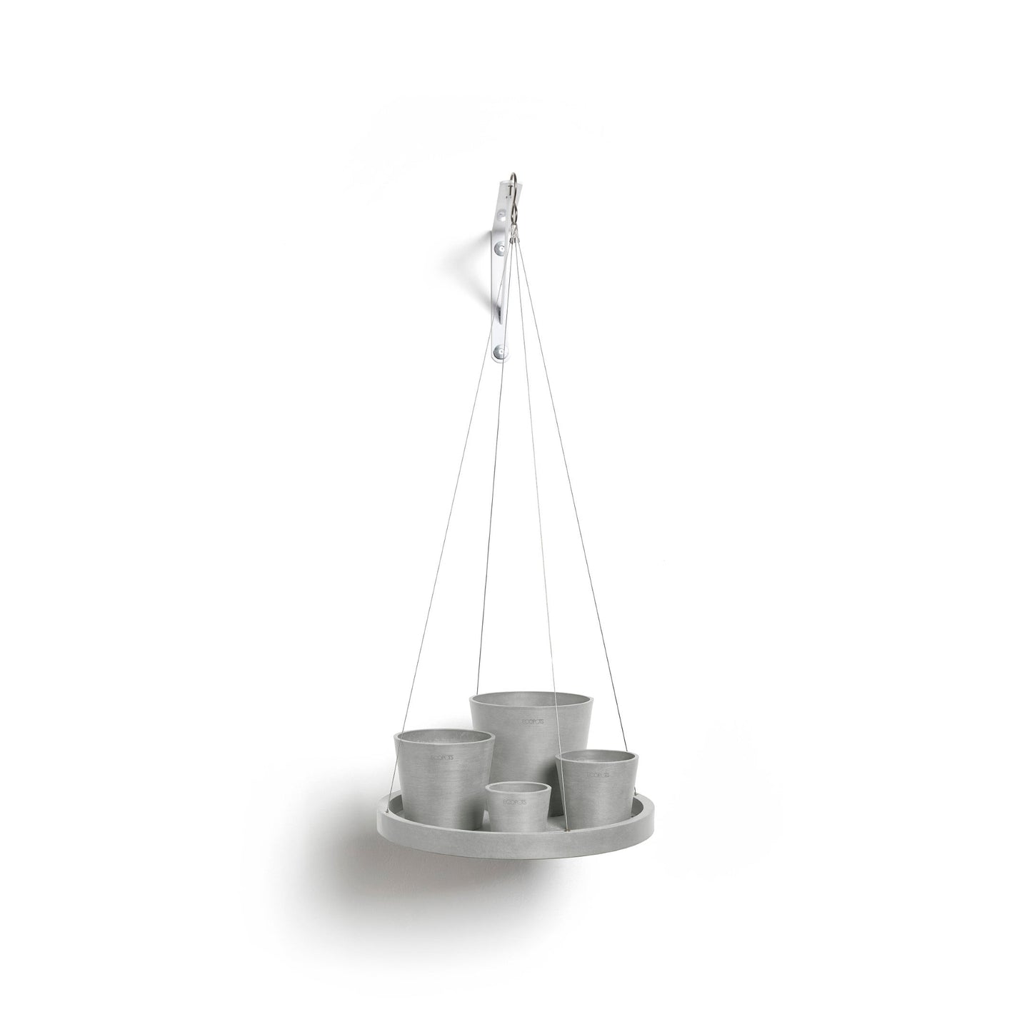Kukkaruukku - Ecopots - Aluslautanen ripustettava 36cm valkoharmaa - Ecopotskauppa - Uuden aikakauden kukkaruukku