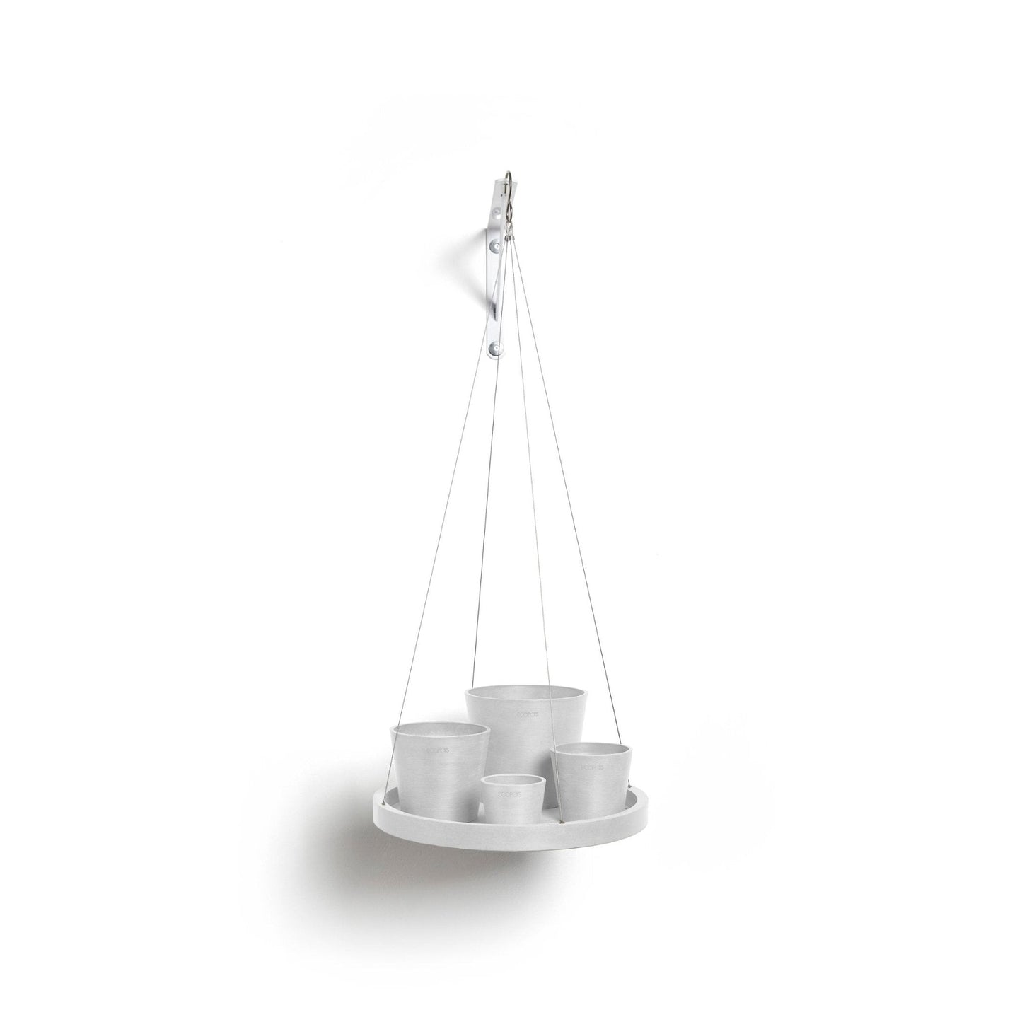 Kukkaruukku - Ecopots - Aluslautanen ripustettava 36cm valkoinen - Ecopots - Uuden aikakauden kukkaruukku kierrätysmateriaalista