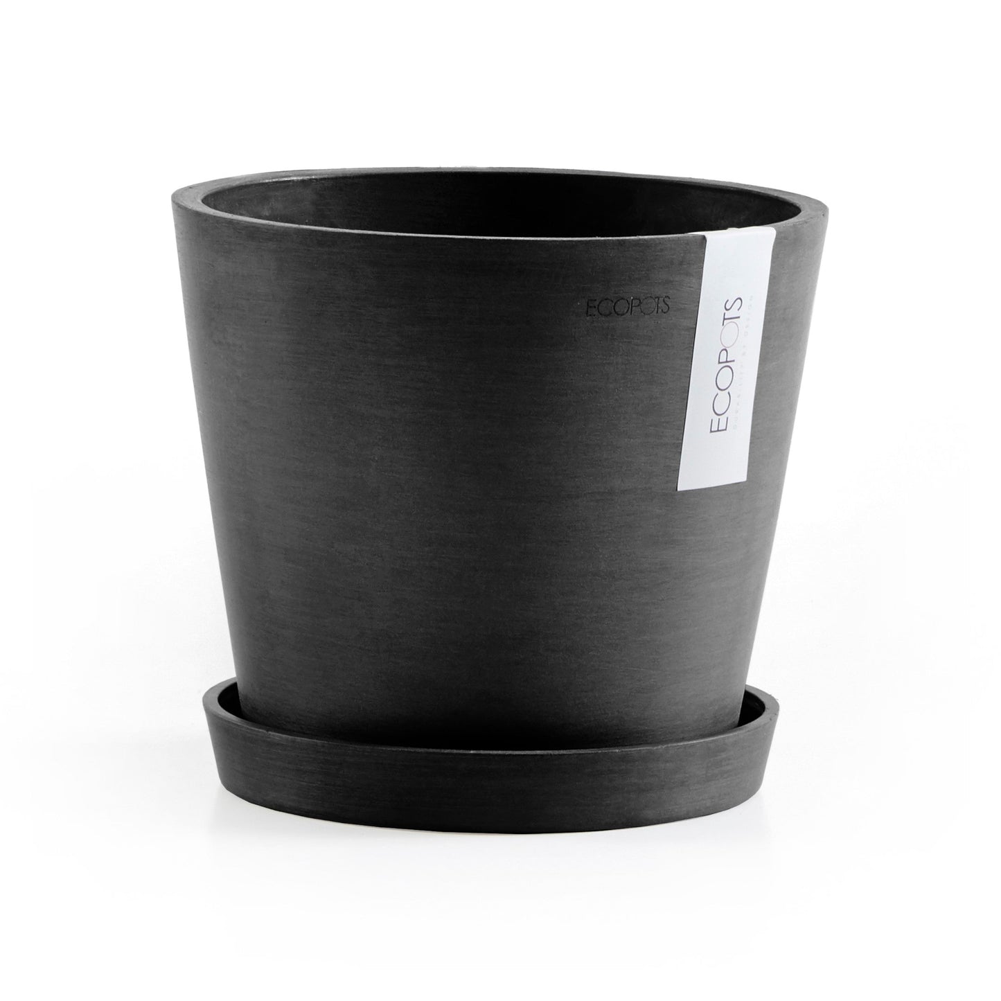 Kukkaruukku - Ecopots - Amsterdam aluslautanen 20cm tummanharmaa - Ecopotskauppa - Uuden aikakauden kukkaruukku