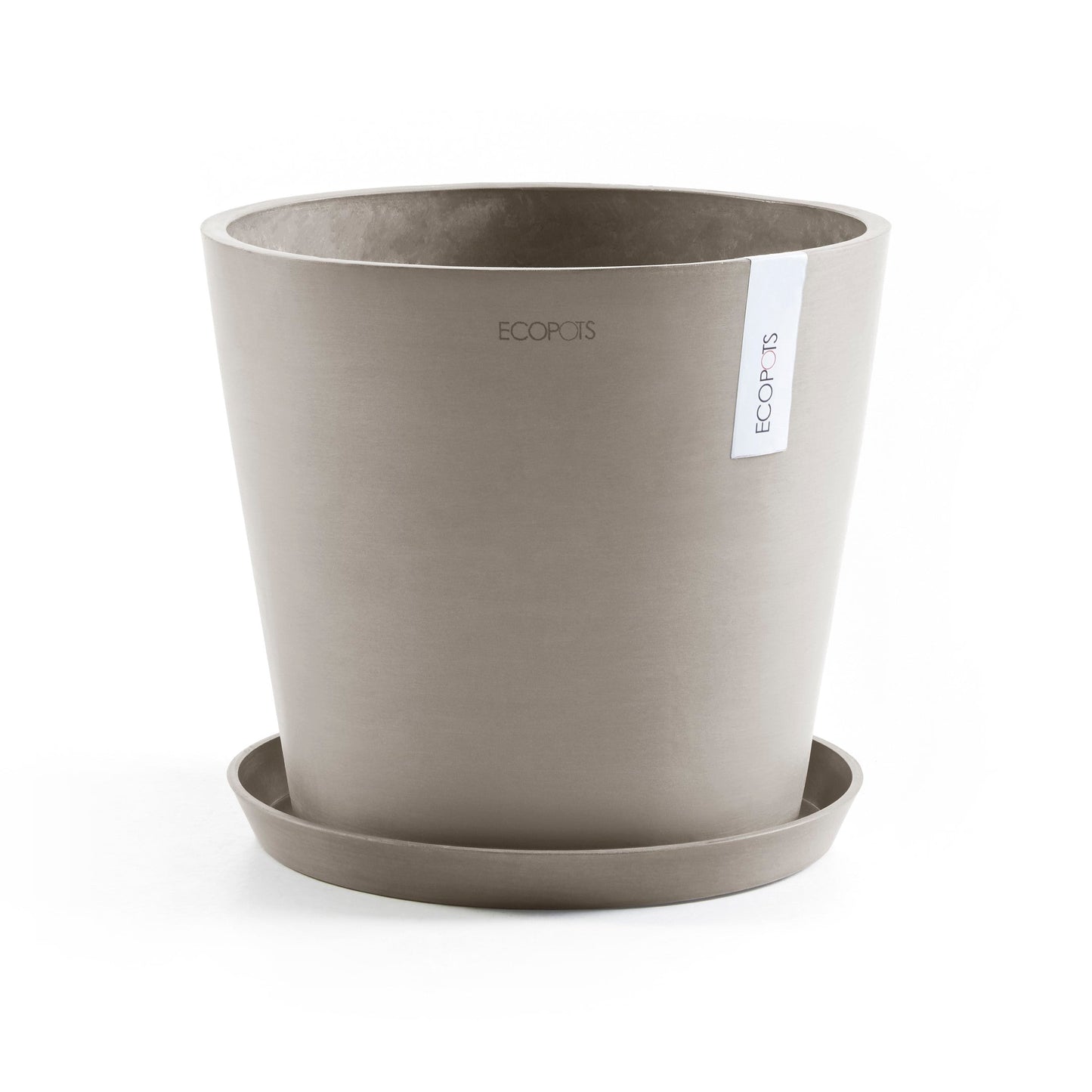 Kukkaruukku - Ecopots - Amsterdam aluslautanen 30cm taupe - Ecopotskauppa - Uuden aikakauden kukkaruukku