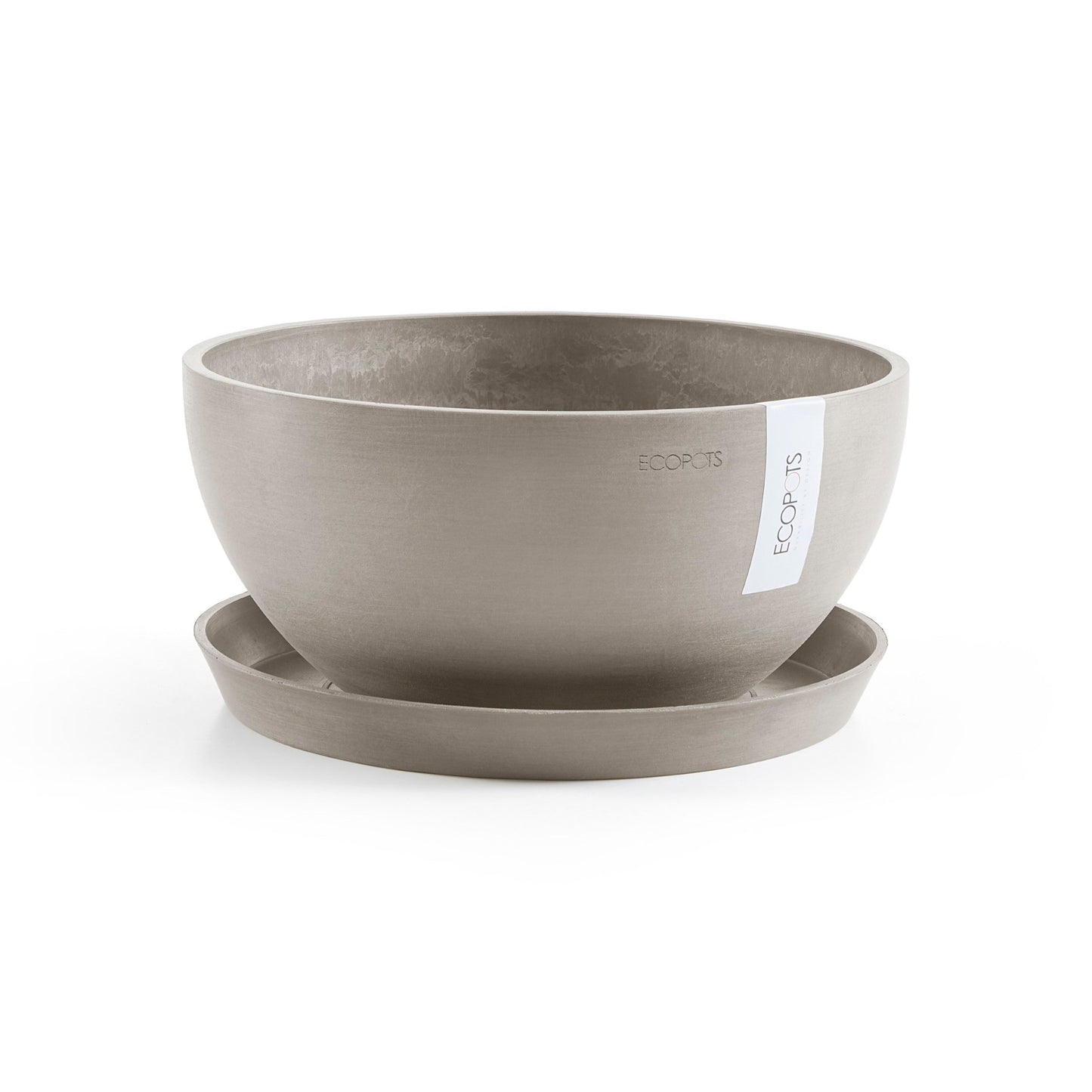 Kukkaruukku - Ecopots - Amsterdam aluslautanen 30cm taupe - Ecopotskauppa - Uuden aikakauden kukkaruukku