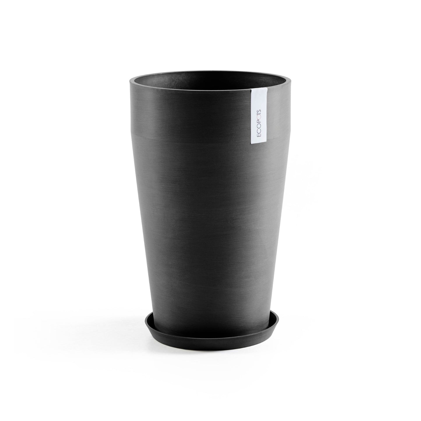 Kukkaruukku - Ecopots - Amsterdam aluslautanen 30cm tummanharmaa - Ecopotskauppa - Uuden aikakauden kukkaruukku