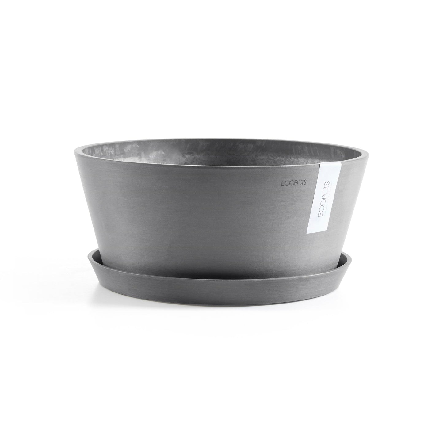 Kukkaruukku - Ecopots - Amsterdam aluslautanen 40cm harmaa - Ecopotskauppa - Uuden aikakauden kukkaruukku