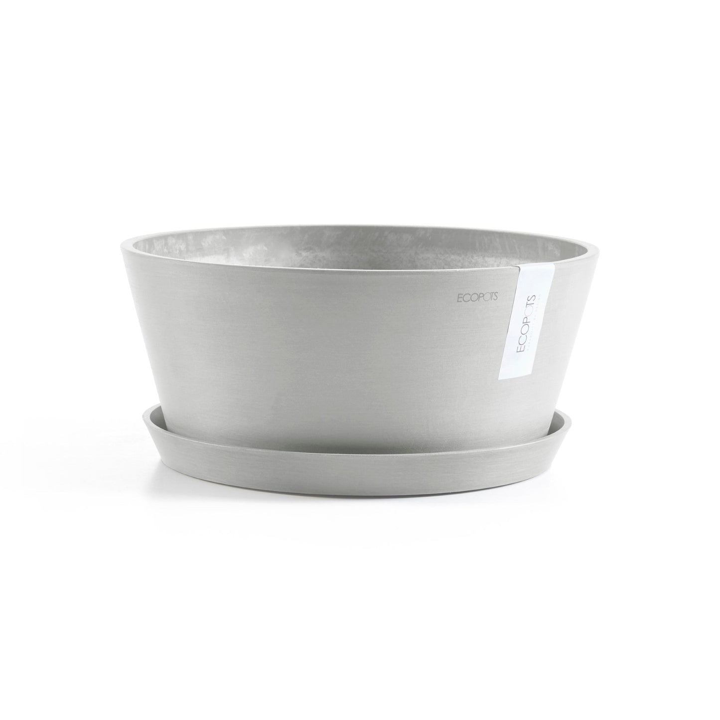 Kukkaruukku - Ecopots - Amsterdam aluslautanen 40cm valkoharmaa - Ecopotskauppa - Uuden aikakauden kukkaruukku