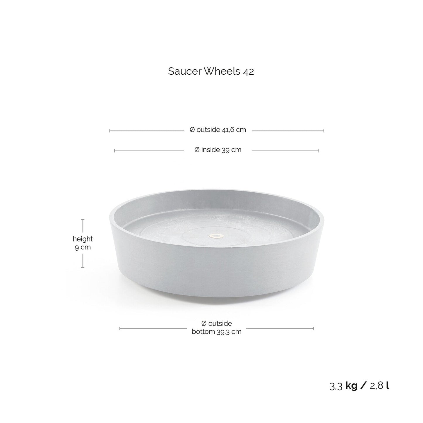 Kukkaruukku - Ecopots - Amsterdam aluslautanen pyörillä 40cm taupe - Ecopotskauppa - Uuden aikakauden kukkaruukku
