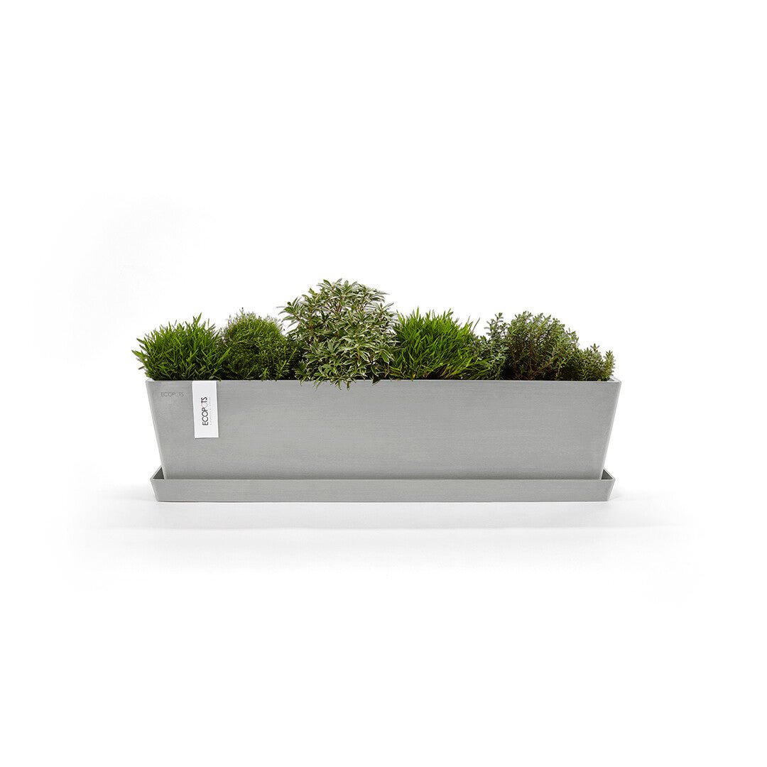 Kukkaruukku - Ecopots - Bruge aluslautanen 80cm valkoharmaa - Ecopotskauppa - Uuden aikakauden kukkaruukku