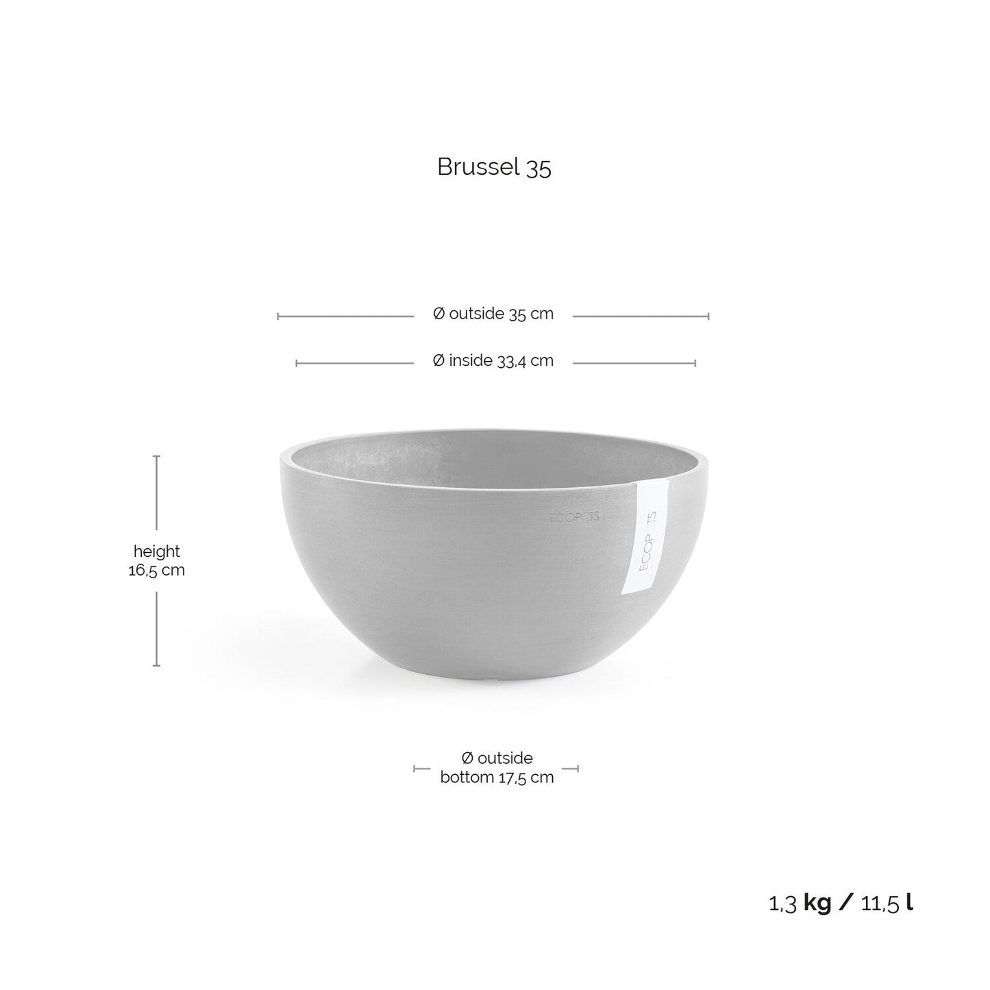 Kukkaruukku - Ecopots - Brysseli 35cm terracotta - Ecopotskauppa - Uuden aikakauden kukkaruukku