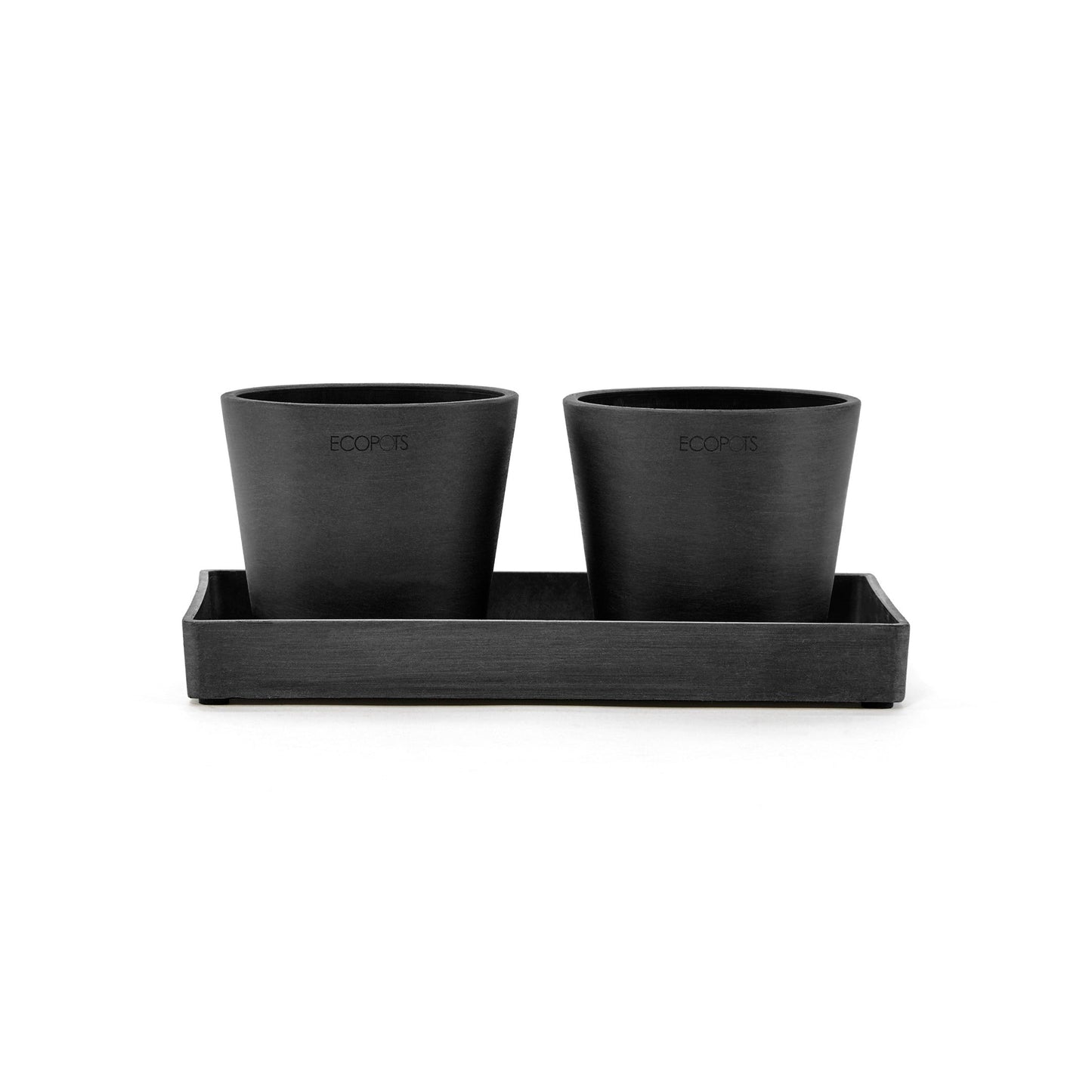Kukkaruukku - Ecopots - Esillepanotarjotin 25cm tummanharmaa - Ecopotskauppa - Uuden aikakauden kukkaruukku
