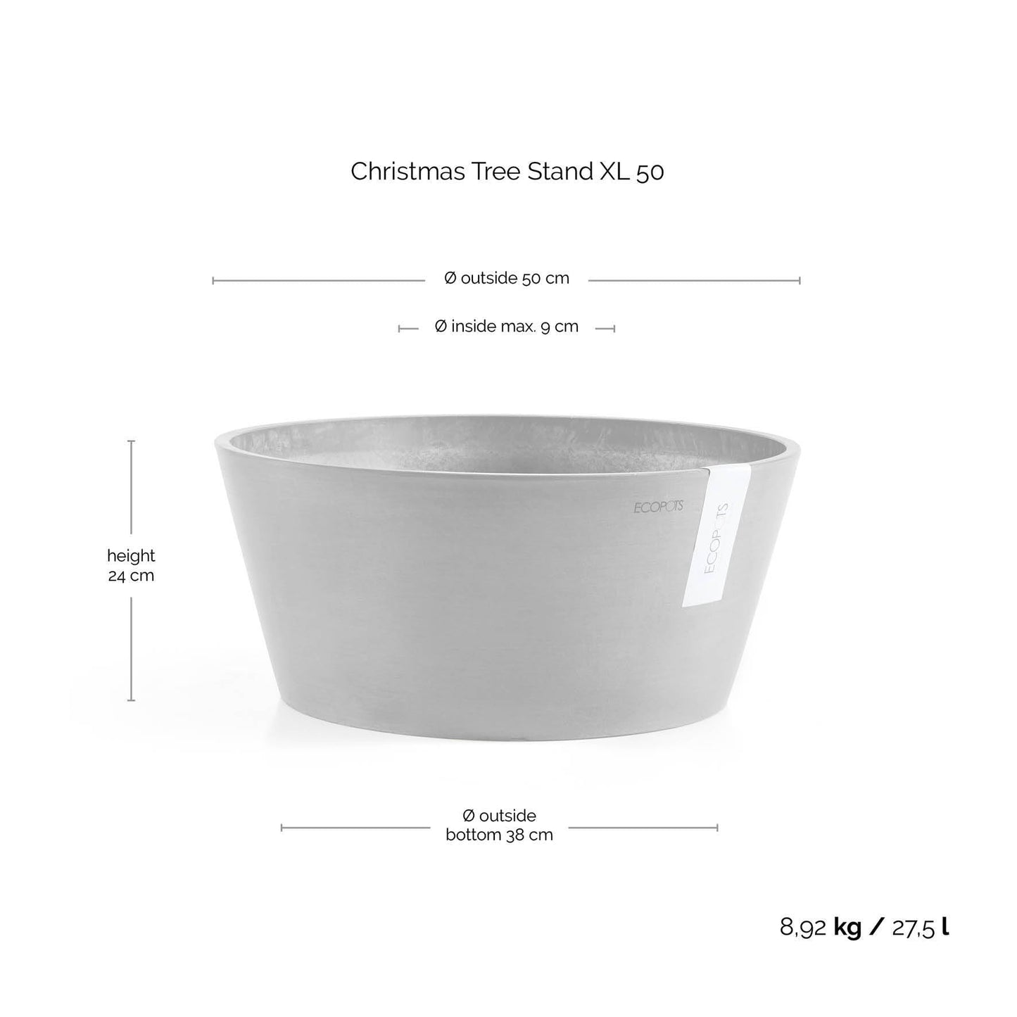 Kukkaruukku - Ecopots - Joulukuusenjalka XL harmaa - Ecopots - Uuden aikakauden kukkaruukku kierrätysmateriaalista