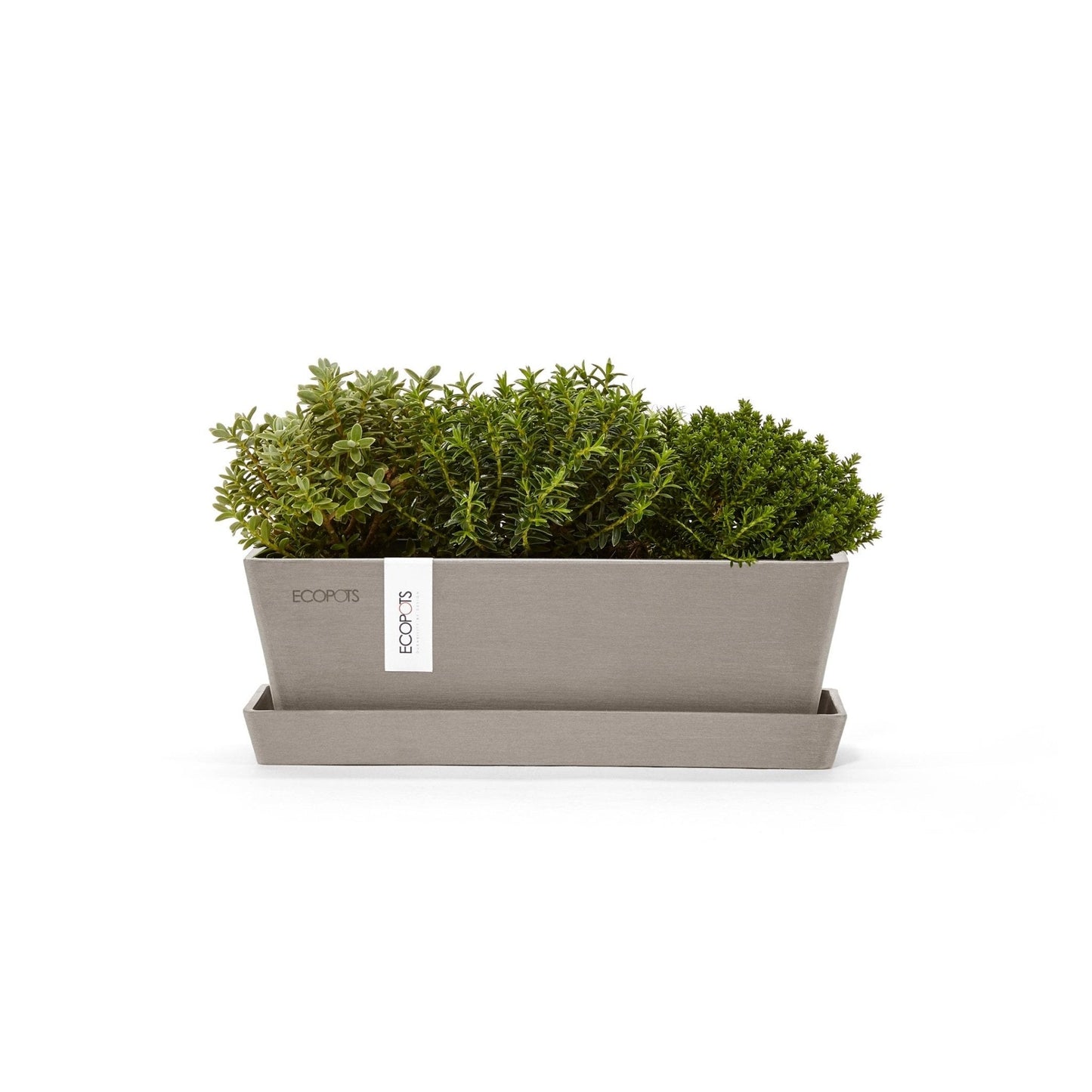 Kukkaruukku - Ecopots - Kukkaruukku Bruge 25cm + aluslautanen taupe - Ecopots - Uuden aikakauden kukkaruukku kierrätysmateriaalista