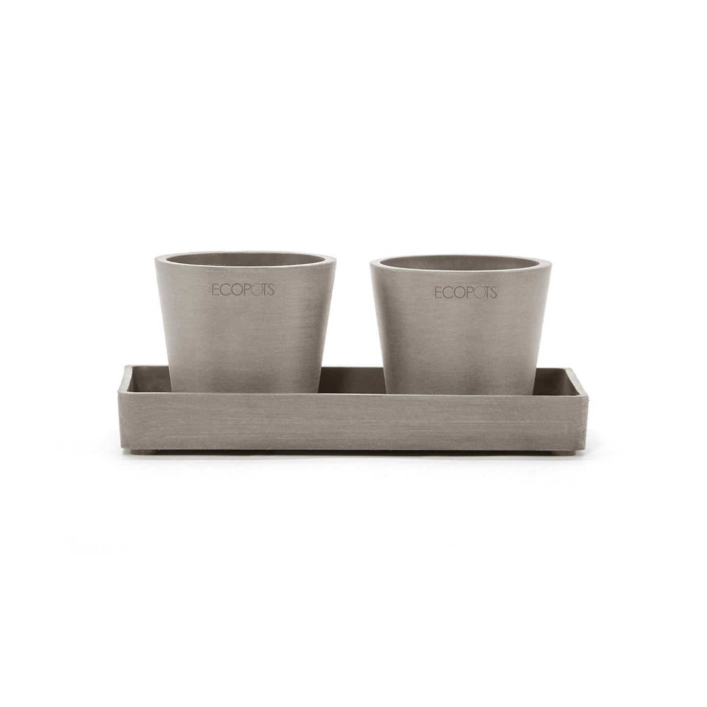 Kukkaruukku - Ecopots - Kukkaruukku esillepanotarjotin 20cm taupe - Ecopots - Uuden aikakauden kukkaruukku kierrätysmateriaalista