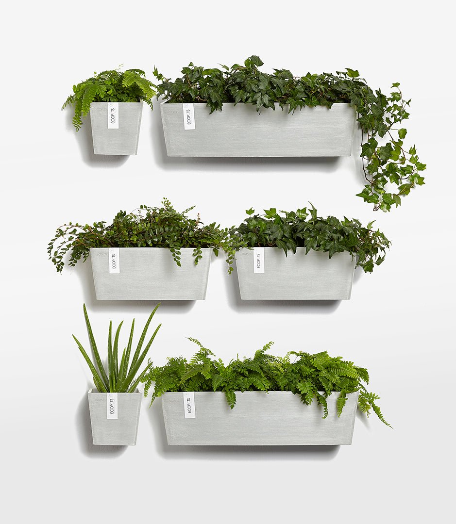Kukkaruukku - Ecopots - Manhattan seinä 55cm valkoharmaa - Ecopotskauppa - Uuden aikakauden kukkaruukku