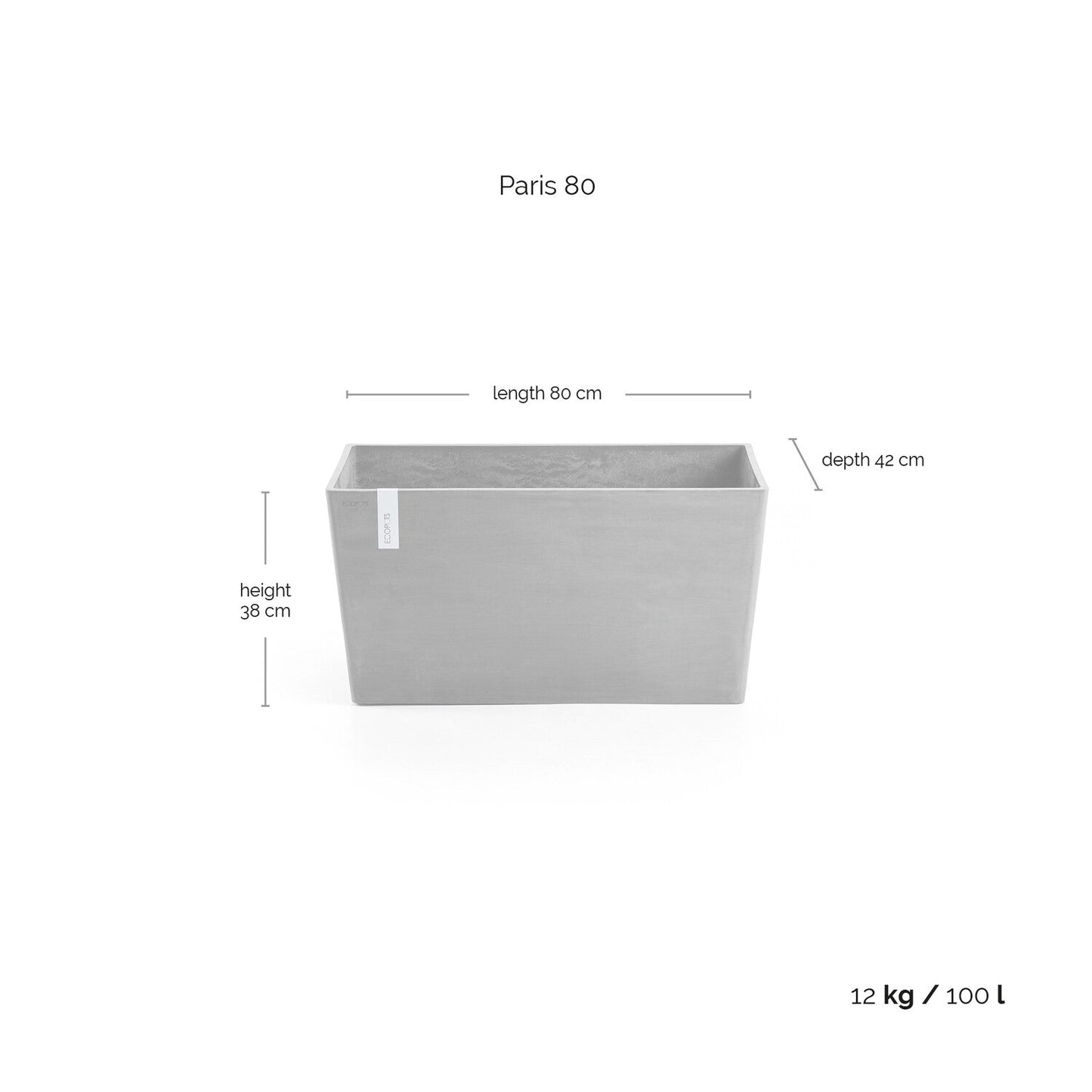 Kukkaruukku - Ecopots - Pariisi 80cm taupe - Ecopotskauppa - Uuden aikakauden kukkaruukku