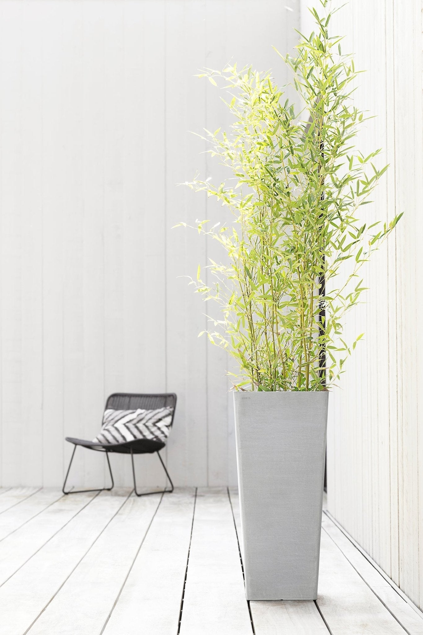 Kukkaruukku - Ecopots - Rotterdam korkea 70cm valkoharmaa - Ecopots - Uuden aikakauden kukkaruukku kierrätysmateriaalista