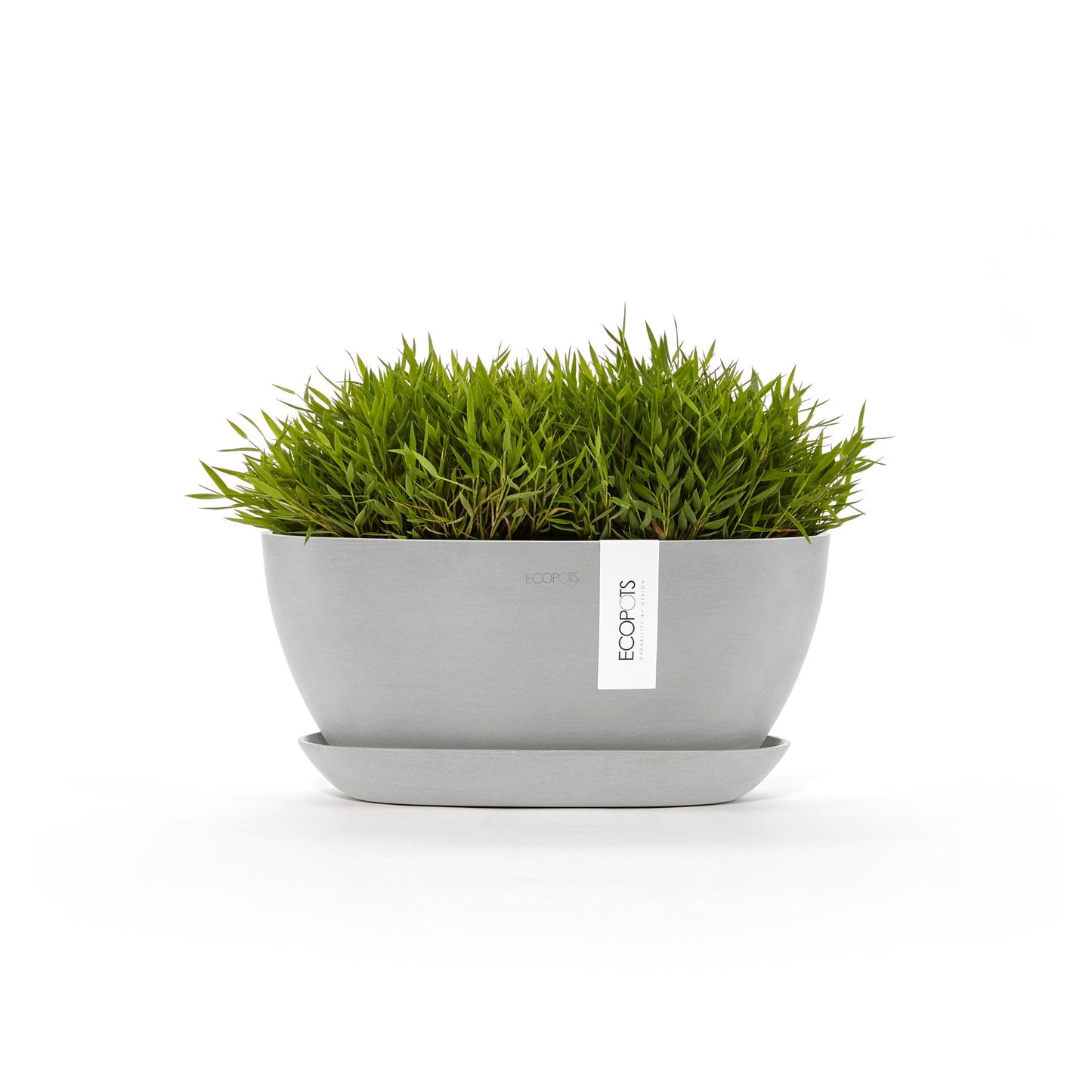 Kukkaruukku - Ecopots - Sofia 30cm valkoharmaa & aluslautanen - Ecopotskauppa - Uuden aikakauden kukkaruukku