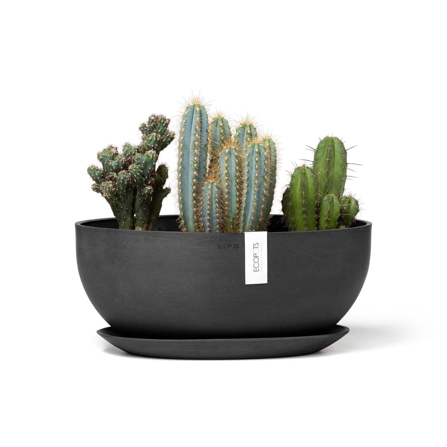 Kukkaruukku - Ecopots - Sofia 43cm tummanharmaa - Ecopots - Uuden aikakauden kukkaruukku kierrätysmateriaalista