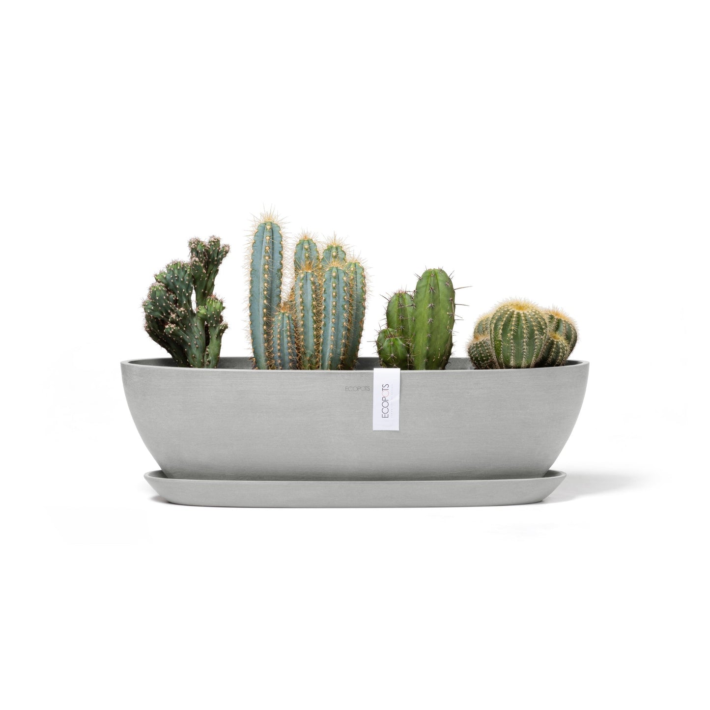 Kukkaruukku - Ecopots - Sofia pitkä 56cm valkoharmaa - Ecopotskauppa - Uuden aikakauden kukkaruukku