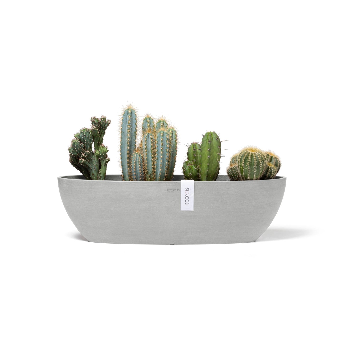 Kukkaruukku - Ecopots - Sofia pitkä 56cm valkoharmaa - Ecopotskauppa - Uuden aikakauden kukkaruukku