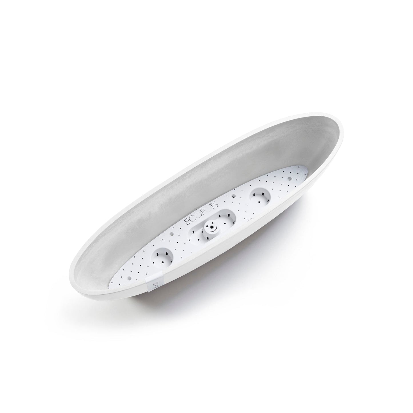 Kukkaruukku - Ecopots - Sofia pitkä 56cm valkoinen - Ecopotskauppa - Uuden aikakauden kukkaruukku