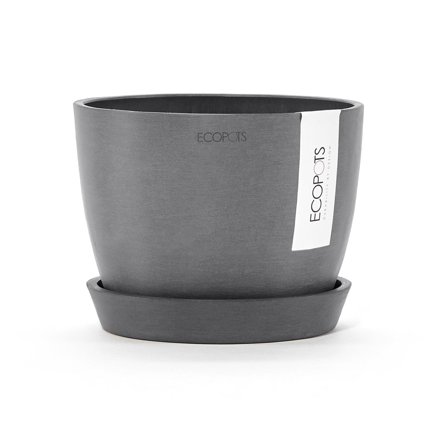 Kukkaruukku - Ecopots - Tukholma aluslautanen 15cm harmaa - Ecopotskauppa - Uuden aikakauden kukkaruukku
