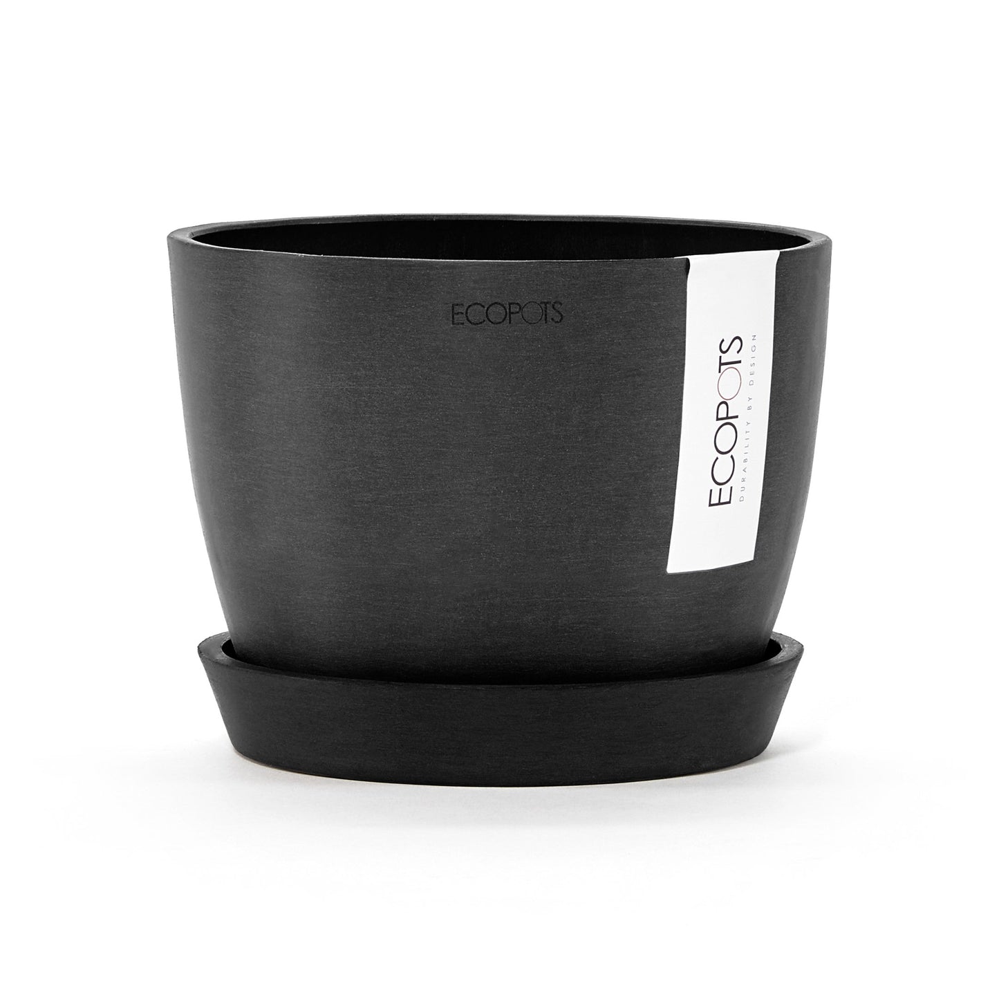 Kukkaruukku - Ecopots - Tukholma aluslautanen 15cm tummanharmaa - Ecopotskauppa - Uuden aikakauden kukkaruukku