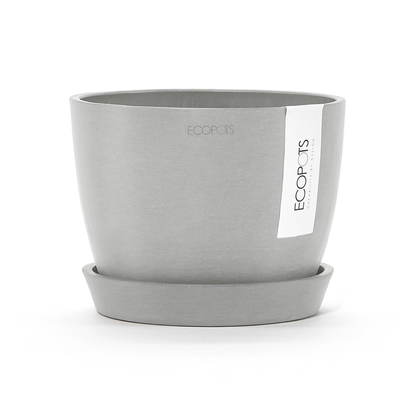 Kukkaruukku - Ecopots - Tukholma aluslautanen 15cm valkoharmaa - Ecopotskauppa - Uuden aikakauden kukkaruukku