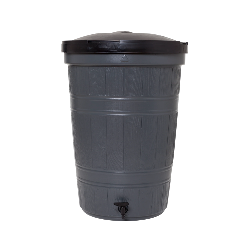 Water barrel 200l gray with tap and lid 