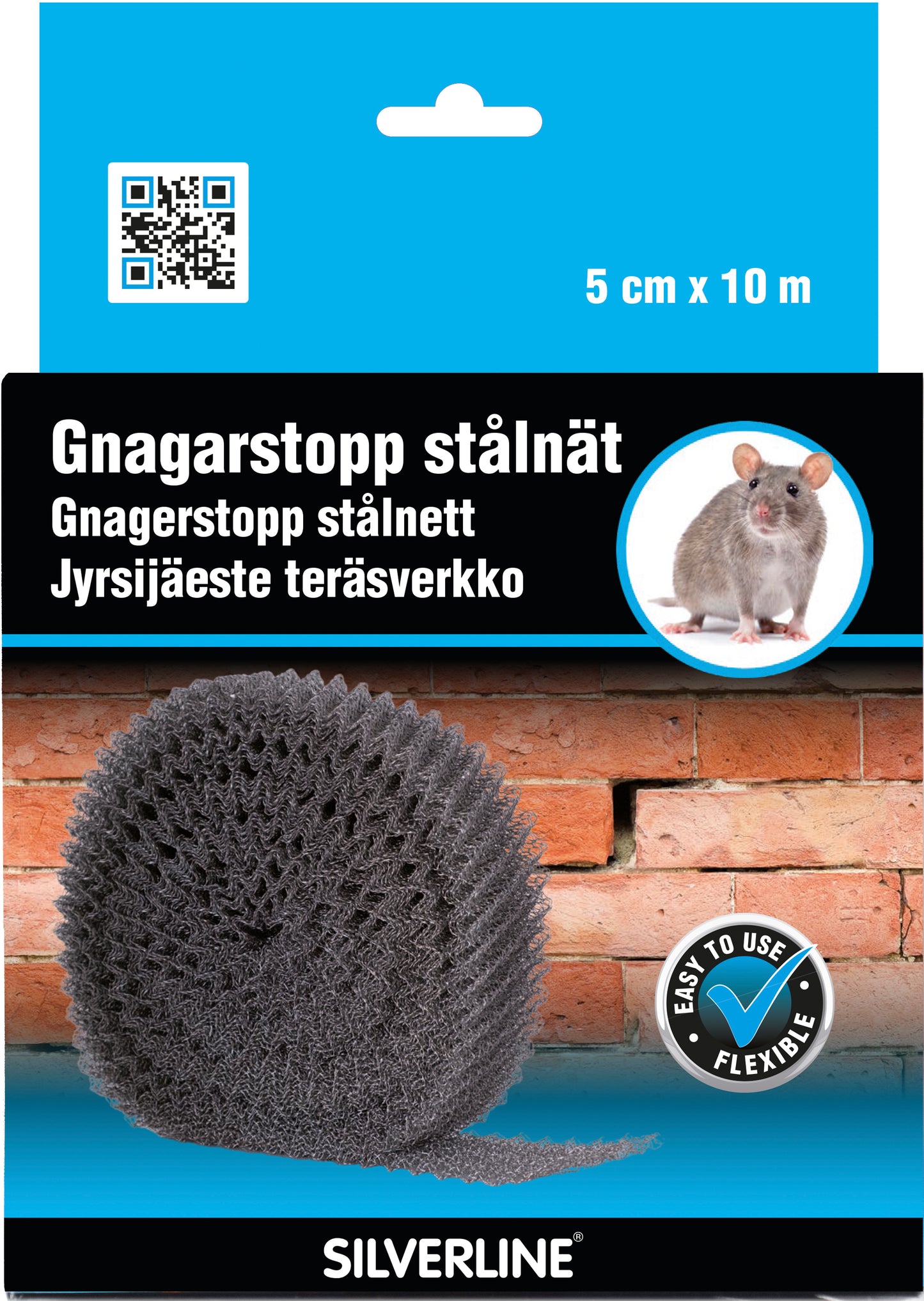 Hiiri- ja rottaeste teräsverkko 50mm x 10m