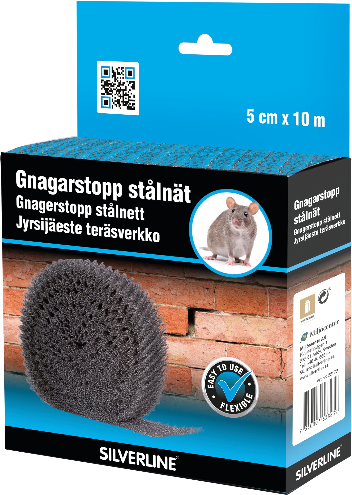 Hiiri- ja rottaeste teräsverkko 50mm x 10m