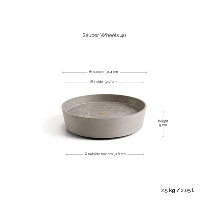 Aluslautanen Amsterdam pyörillä 40cm taupe – mittapiirros