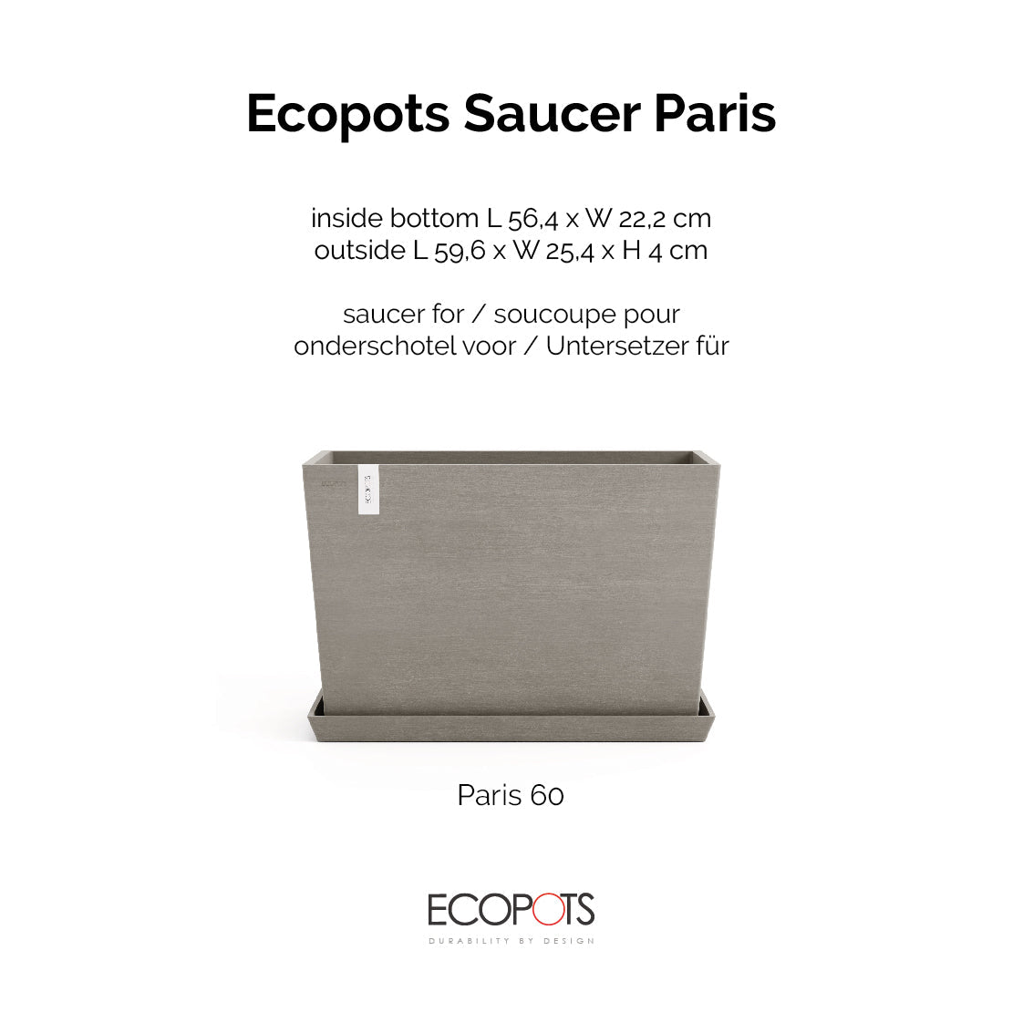 Aluslautanen Pariisi 60cm taupe – tuotetiedot