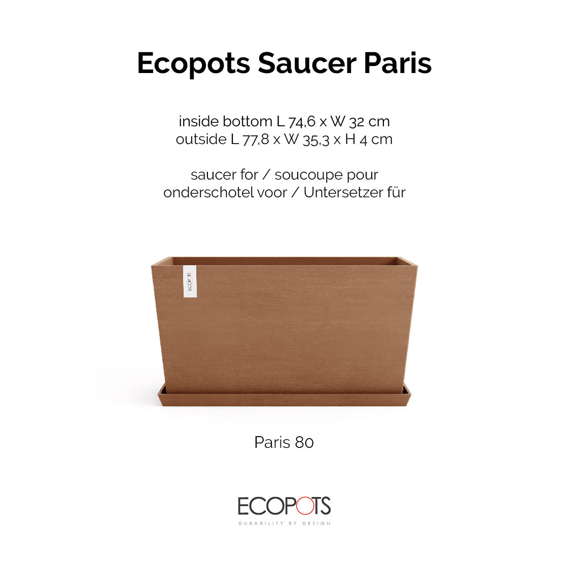 Aluslautanen Pariisi 80cm terracotta – tuotetiedot