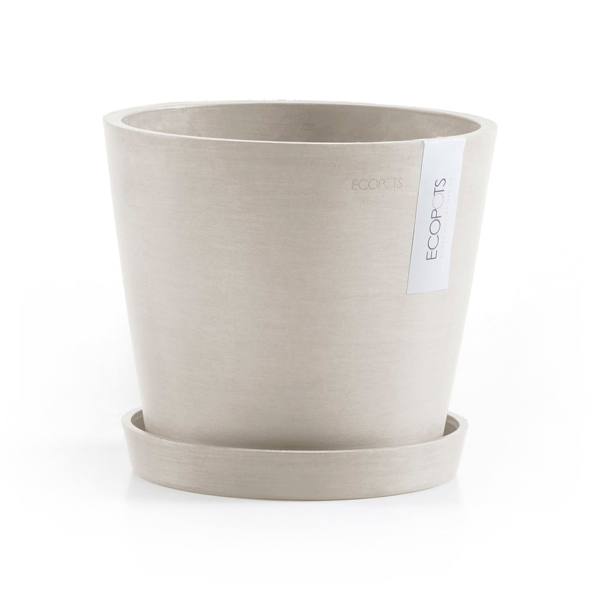 Kukkaruukku Amsterdam 18cm hiekka – aluslautasen kanssa