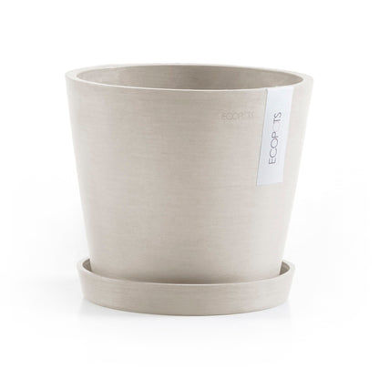 Kukkaruukku Amsterdam 18cm hiekka – aluslautasen kanssa