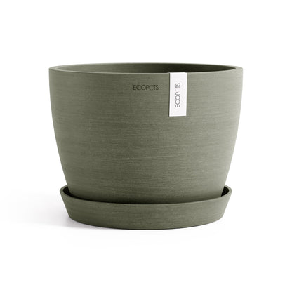 Kukkaruukku Tukholma 22cm kaki – aluslautasen kanssa