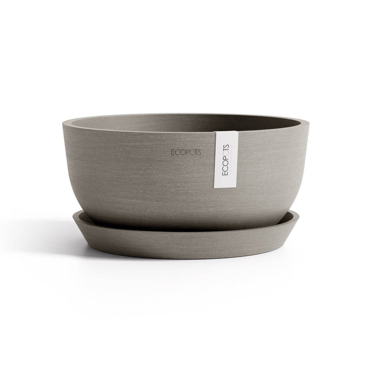 Kukkaruukku Oslo matala 25cm taupe – aluslautasen kanssa