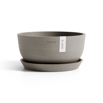 Kukkaruukku Oslo matala 25cm taupe – aluslautasen kanssa
